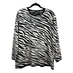 Persona Marina Rinaldi Sweater Tricot Wool Blend Animal Print‎ Women Size M